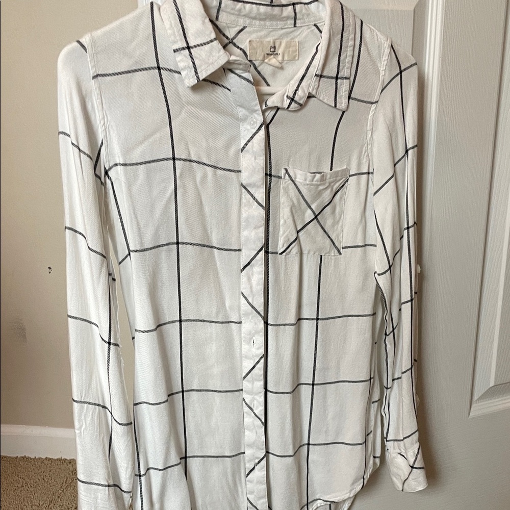 Thread & Supply White Windowpane Button-Up Shirt